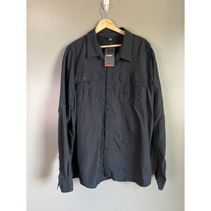 Black convertible sleeves button down outdoor fishing shirt size‎ 2XL Tacvasen